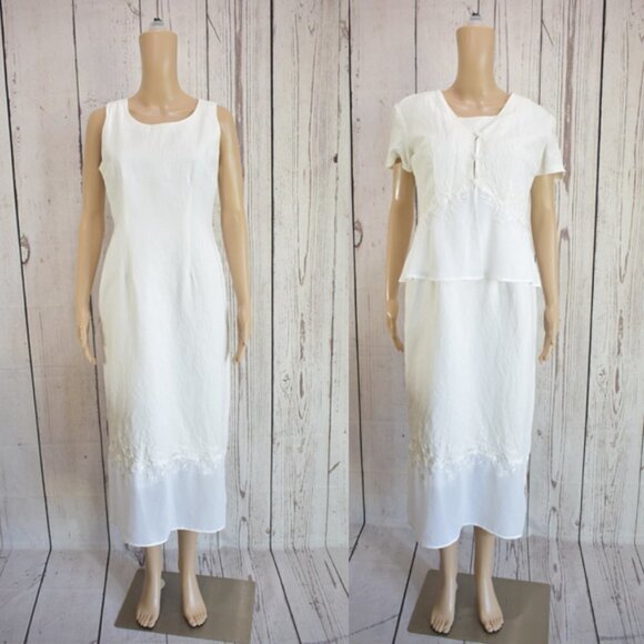 Plaza South 80's Vintage Linen and Rayon Two Pieces Skirt Set - Picture 1 of 10